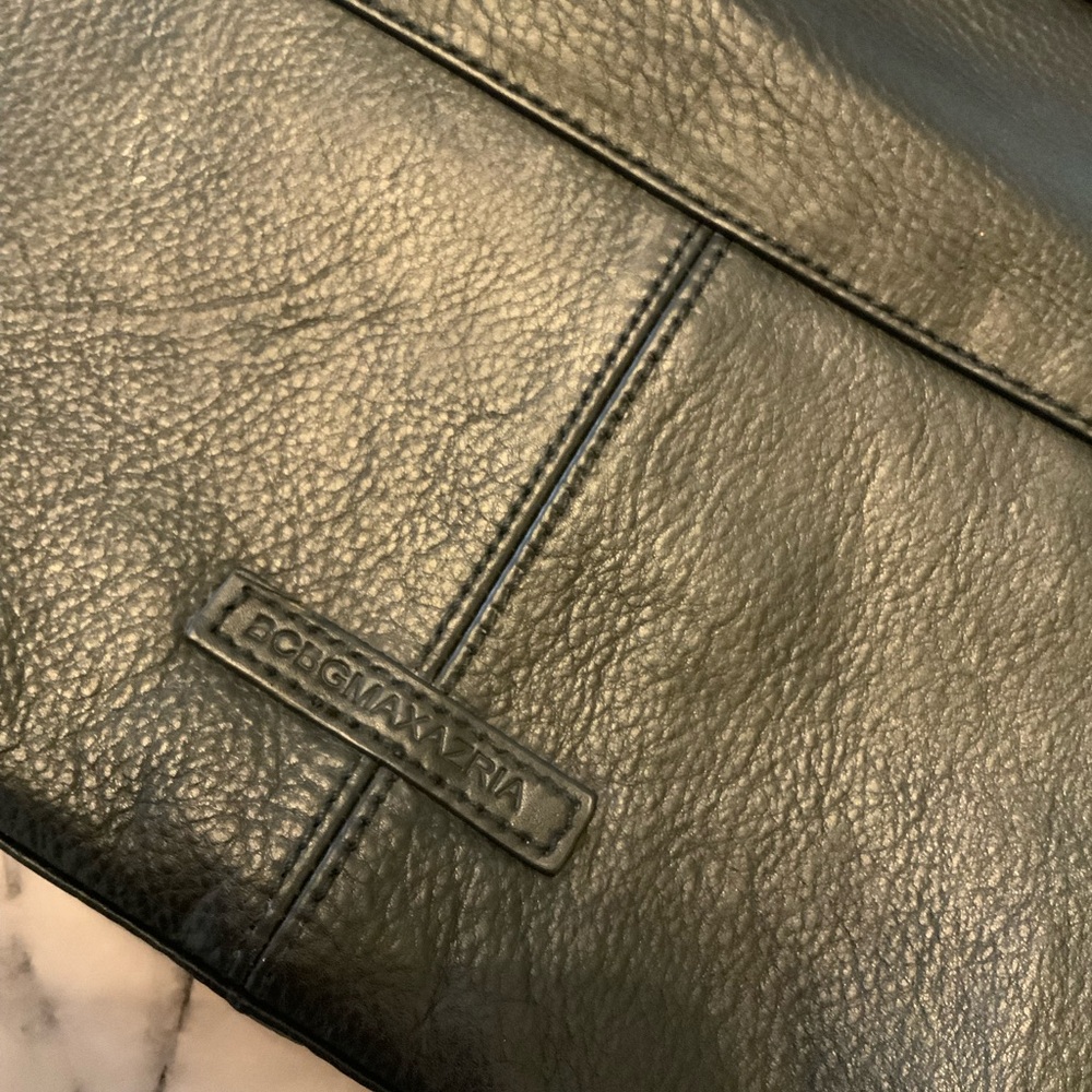 BCBGMaxAzria Black foldable Clutch ,tassel charm with Gold Details. - Picture 14 of 16